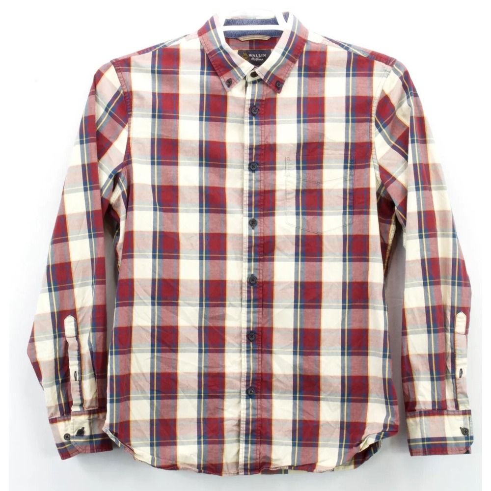 Wallin Bros Men's Multicolor Plaid‎ Long Sleeve Button Front Shirt Size Medium